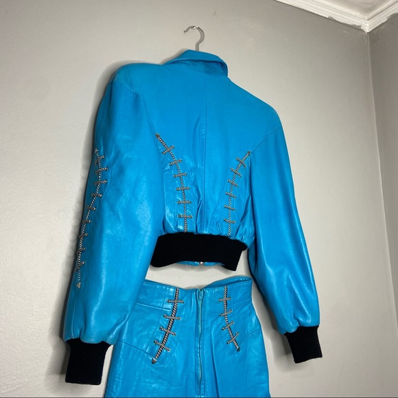 Vintage Michael Hoban North Beach Leather Bomber Style Jacket with Skirt C1 - Picture 5 of 10